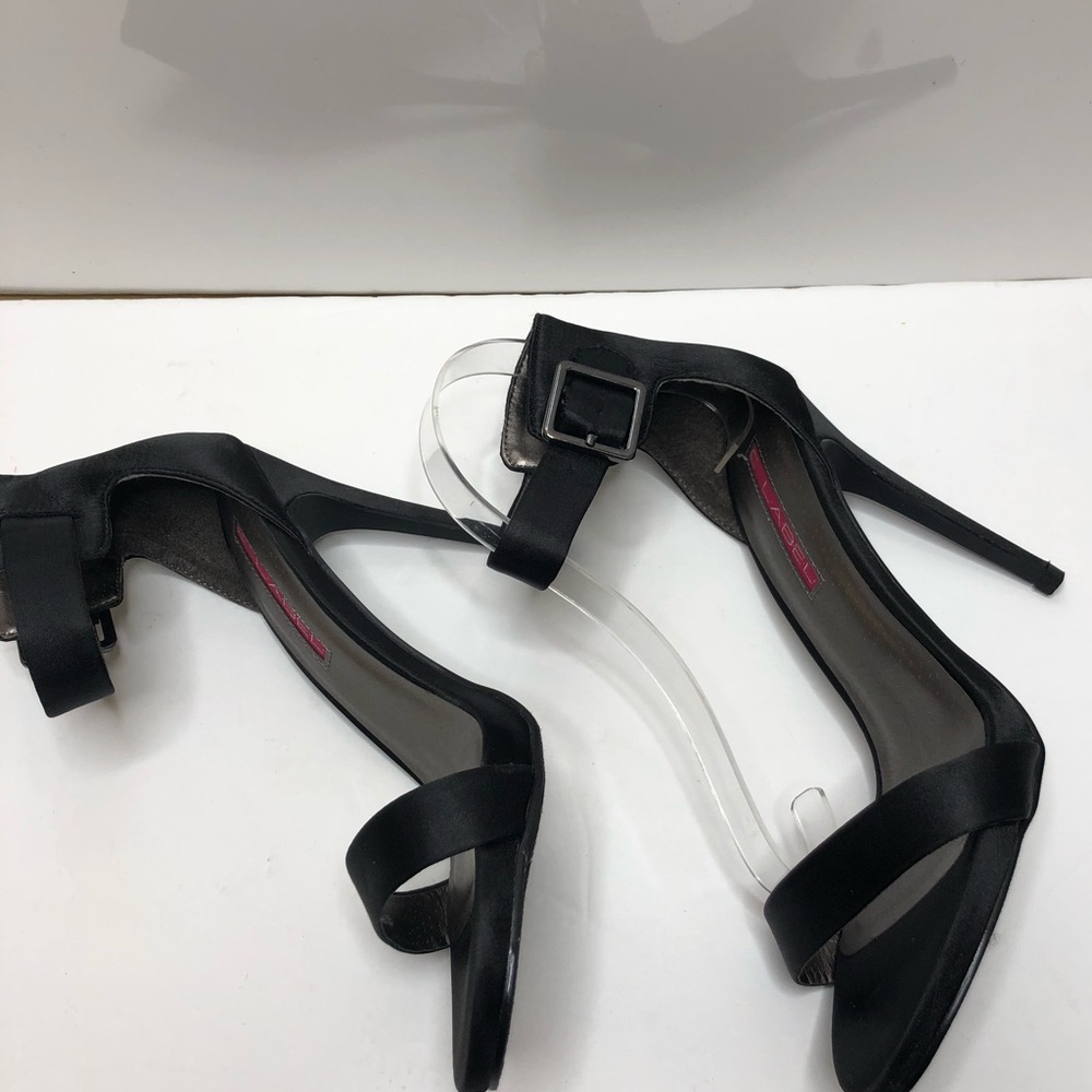 C Label Olive Black Satin Ankle Strap Heels - Picture 5 of 7